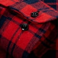 thumbnail image 6 of Mens Plaid Shirt Slim Fit Long Sleeve Shirt Button Turn Down Collar Casual Youth Style Shirt Red M, 6 of 6