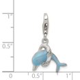 thumbnail image 5 of 925 Sterling Silver Blue Enameled Dolphin Charm Pendant, 5 of 5