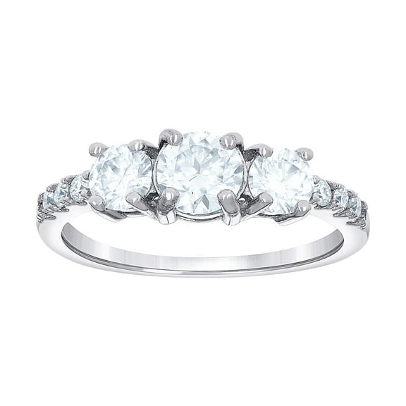 925 Sterling Silver Womens 1.33ct Moissanite Trio Engagement Ring 4.5mm Long Size 6 Engagement Ring for Women