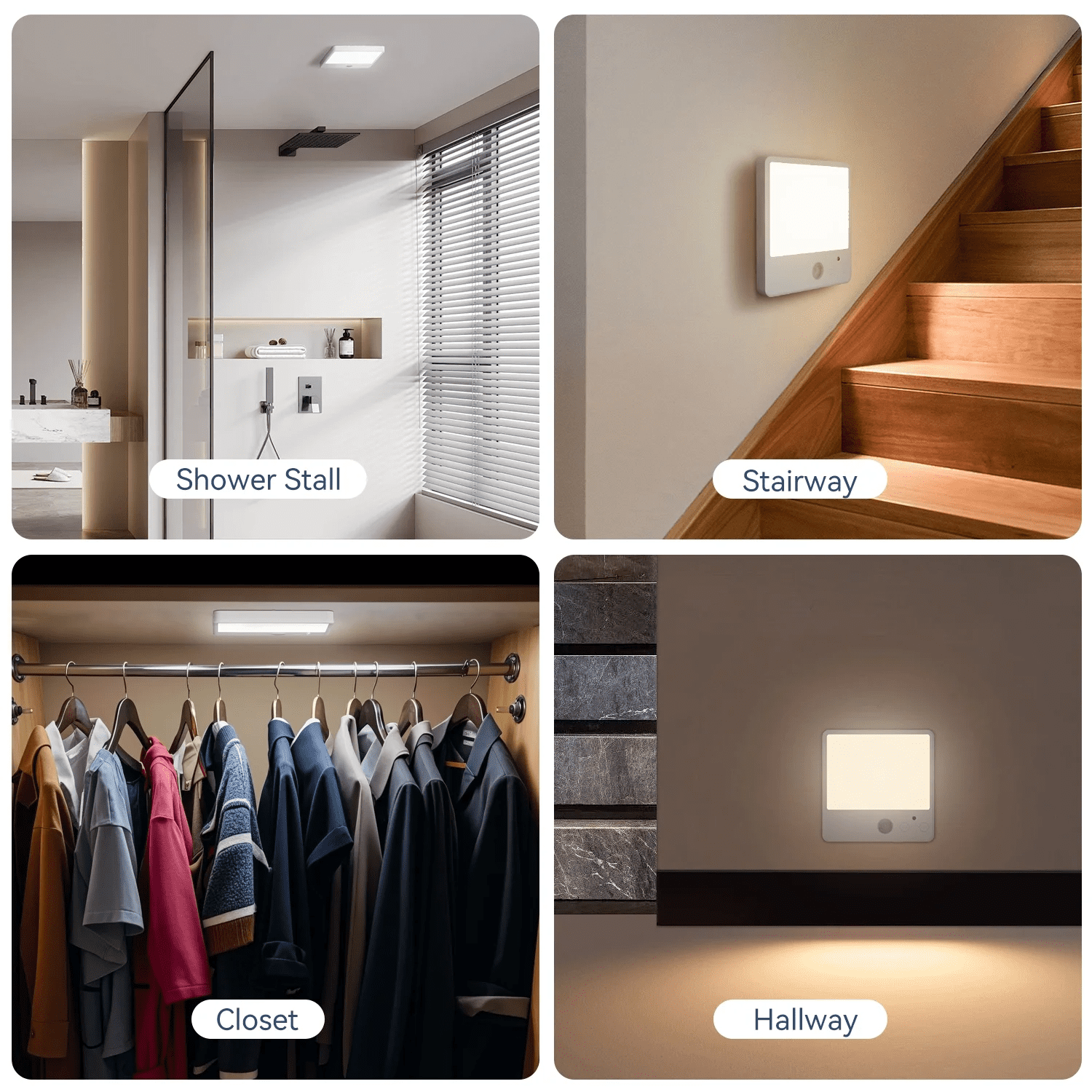 NEWJOEY 2 Pack Wireless Motion Sensor Ceiling Lights, Rechargeable 4000mAh LED Fixtures with Remote, Dimmable 3-Color Flush Mount Lights for Bedroom, Hallway & Closet