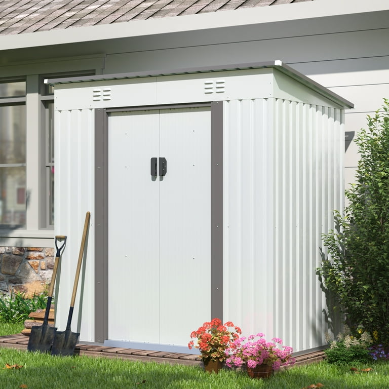 HOGYME 6x4ft Outdoor Storage Shed, Steel Tool House with Double
