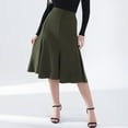 thumbnail image 4 of Flared Midi Skirt for Women Elastic Waist A Line Swing Skirt Casual Office Workwear Modest Long Skirts, 4 of 5