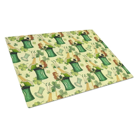 Caroline's Treasures Watercolor St Patrick's Day Party Glass Cutting Board Large