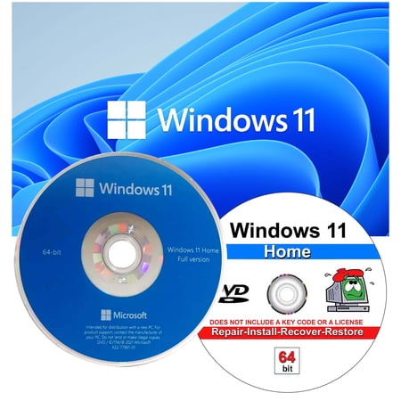Microsoft Windows 11 Home OEM 64 Bit DVD & Repair, Recover, Restore, Reinstall Software