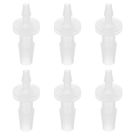 Hose Barb Reducer, 6 Pcs 1/4" to 1/8" Hose ID Connectors Joint Plastic Pipe Fitting Splicer Mender Adapter, White