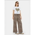 thumbnail image 3 of Animal Printed Wide-Leg Trousers with Lace-Up Detail, 3 of 5