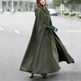 thumbnail image 6 of UJNDER Hooded Long Women Cape Winter Casual Overcoat Fashion Button Cloak Wool Coat Coats for Women Green L, 6 of 8