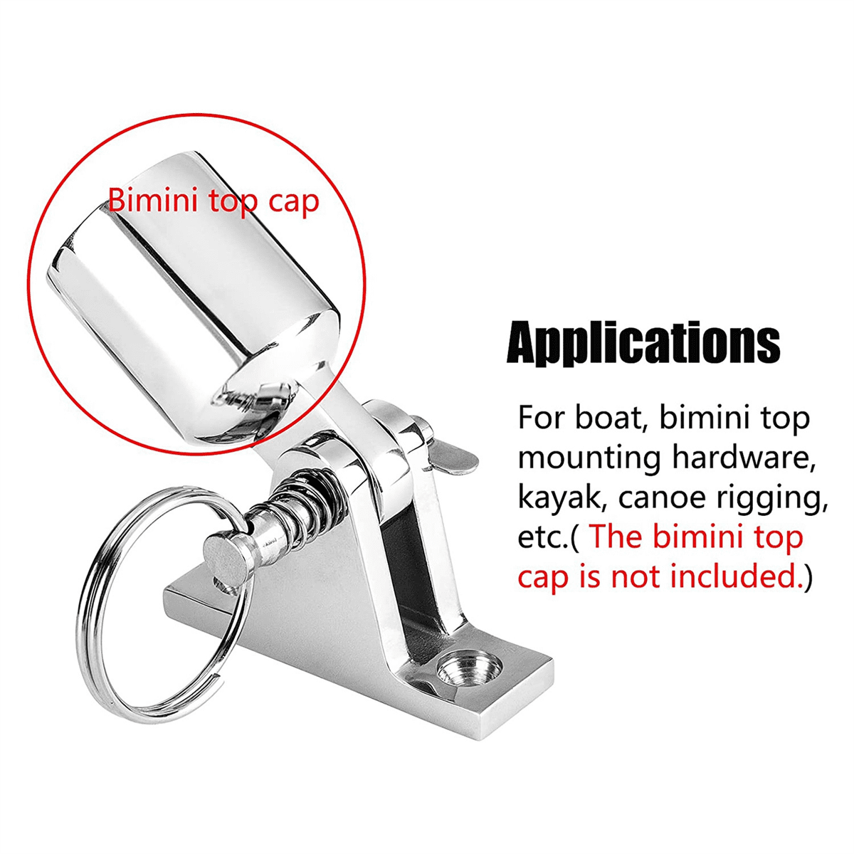 Bimini Top Deck Hinge with Quick Release Pin, Bimini Top Fitting Hardware 90掳 Deck Hinge, Installation Screws
