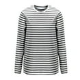thumbnail image 5 of FDGIU Women's Striped Color Block Raglan Sleeve Top - Loose Fit Crewneck Long Sleeve Casual Spring Summer Tee, 5 of 6