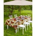 thumbnail image 4 of Fsddascl Burnt Orange Yellow Outdoor Tablecloth - 60x102 Inch Rectangle Dining Table Cover, Ethnic Flowers Modern Abstract Waterproof Outdoor Table Cloth with Umbrella Hole & Zipper for Picnic/Patio, 4 of 7
