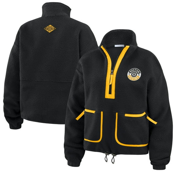 Women's WEAR by Erin Andrews Black Boston Bruins Polar Fleece Half-Zip Jacket
