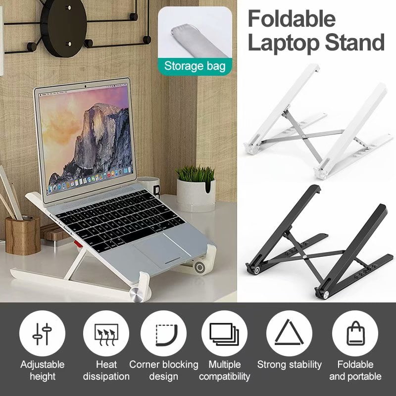 Multi-Function Portable Ultrathin Foldable Heat Dissipation Mobile Phone Desktop Holder Laptop Stand Black Color : Brown Desktop 