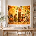 thumbnail image 5 of Woodland Animals Autumn Parade with Bear Holding Flag in Forest, Whimsical Illustration for Kids, Seasonal Animal Art Decor, Thanksgiving Gift Tapestry Wall Hanging for Nursery and Playroom, 5 of 7