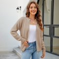 thumbnail image 3 of Women's Full Zip Knit Cardigan Sweater, Long Sleeve Relaxed Fit Crew Neck Layering Top for Casual Everyday Wear, 3 of 4