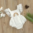 thumbnail image 3 of Fortune Infant Girls Jumpsuits Baby Fly Sleeve Lace Patchwork Embroidery Rainbow Bodysuits, 3 of 9