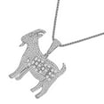 thumbnail image 2 of Baguette 30+ Grams 14K White Gold Over GOAT Greatest Of All Time Charm Pendent + Chain, 2 of 5