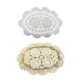 thumbnail image 7 of Oval Placemat Table Place Mat Vintage Hand Crochet Cotton Lace Doilies Floral, Beige, 7 of 7
