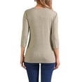 thumbnail image 3 of INSPIRE CHIC Twist Knot Shirt for Women's Round Neck Comfy Casual 3/4 Sleeve Loose Tops, 3 of 5