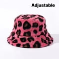 thumbnail image 5 of Sombreros de cubo esponjosos de piel sintética de leopardo de vaca para mujer, sombrero de sol cálido para exteriores, gorra de pescador peluda de terciopelo suave, moda de Panamá para niña, Invierno, 5 of 5