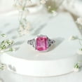 thumbnail image 4 of Rosec Jewels Solitaire Created Pink Sapphire Celtic Ring with Diamond for Women - 6X8 mm, 925 Sterling Silver, US 11.00, 4 of 8