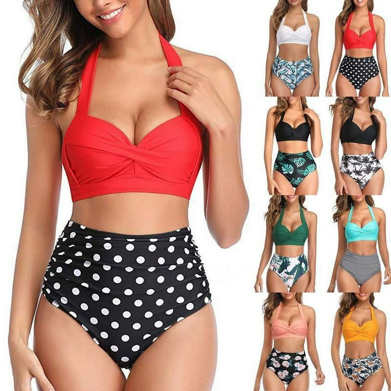  Baseball Balls Bikini Bathing Suits for Women Padded Top High  Waisted Swimsuits for Girls Multicoloured : Clothing, Shoes & Jewelry