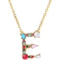 thumbnail image 1 of Collier Pendentif Alphabet Multicolore Micro Pavé Zircon Initiale Lettres Collier Couple Bijoux (E), 1 of 1