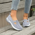 thumbnail image 4 of Willtoo Women's Woven Orthopedic Breathable Soft Shoes Go Walking Slip on Diabetic Foam Shoes Hands Free Slip in Sneakers Arch Support Gray 9 Wide, 4 of 5