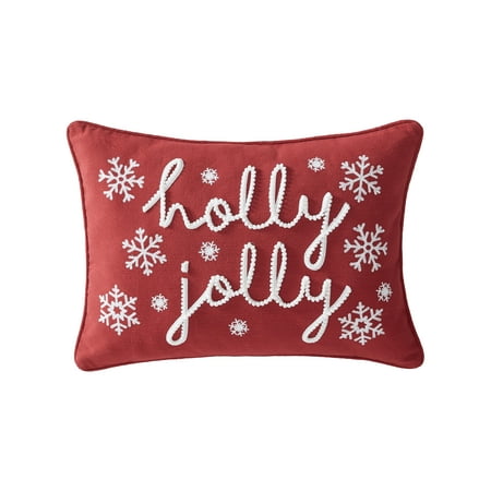 Mainstays Holly Jolly Decorative Throw Pillow, 14”x20