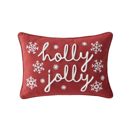 Mainstays Holly Jolly Decorative Throw Pillow, 14”x20