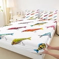 thumbnail image 4 of Feelyou Colorful Cartoon Fishing Full Size Sheets for Kids Boys Girls, Retro Fish Hook Bed Sheets, 4 Pieces, 4 of 5
