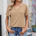 thumbnail image 2 of ZKCCNUK Plus Size Tops for Women Solid Color V-neck Short Sleeved Top T-shirt Top, 2 of 5
