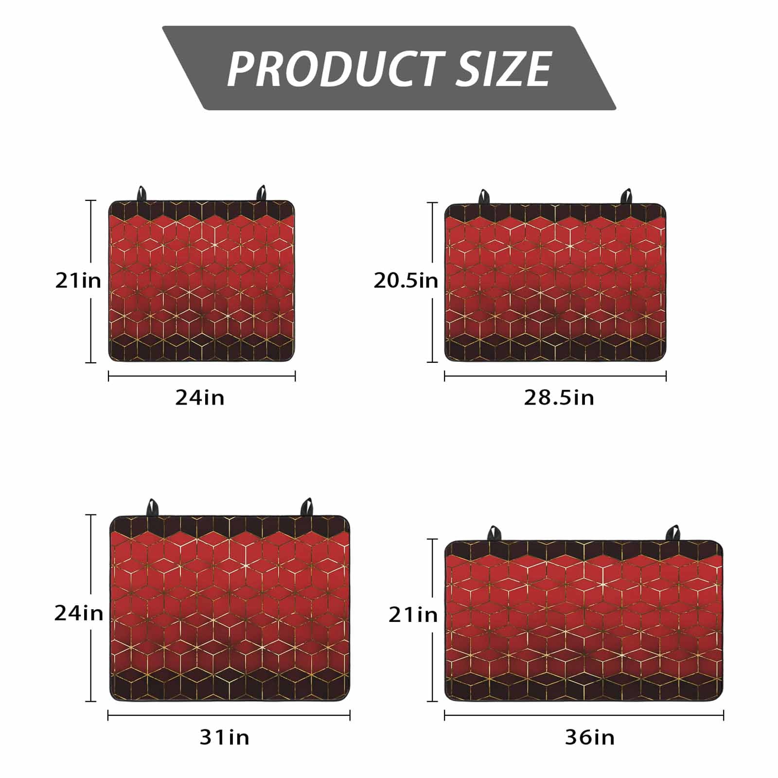 Ombre Red Geometric Stove Top Cover for Electric Stove, Heat-proof & Non Slip Glass Top Stove Cover Protector, Modern Abstract Art Kitchen Flat Cooktop Rubber Mat 24x21 Inches