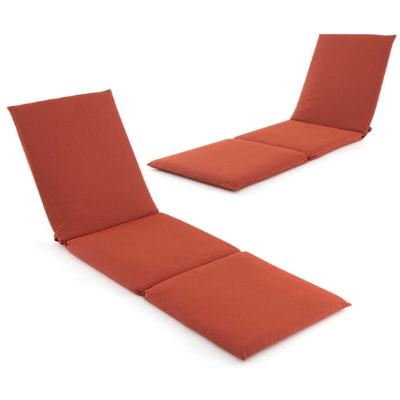 Costway 2 PCS Outdoor Chaise Lounge Cushion with Hook & Loop Fastener Fixing Straps Patio Orange