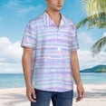thumbnail image 2 of Lsque Striped Gradient pattern Hawaiian Shirt for Men, Unisex Summer Beach Casual Short Sleeve Button Down Shirts-XX-Large, 2 of 9