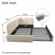 thumbnail image 2 of Cama acolchada con cama extra, sofá cama de tamaño doble, camas para huéspedes para adultos y niños, cama con marco metálico de ranuras, terciopelo, beige (sin colchón), 2 of 4