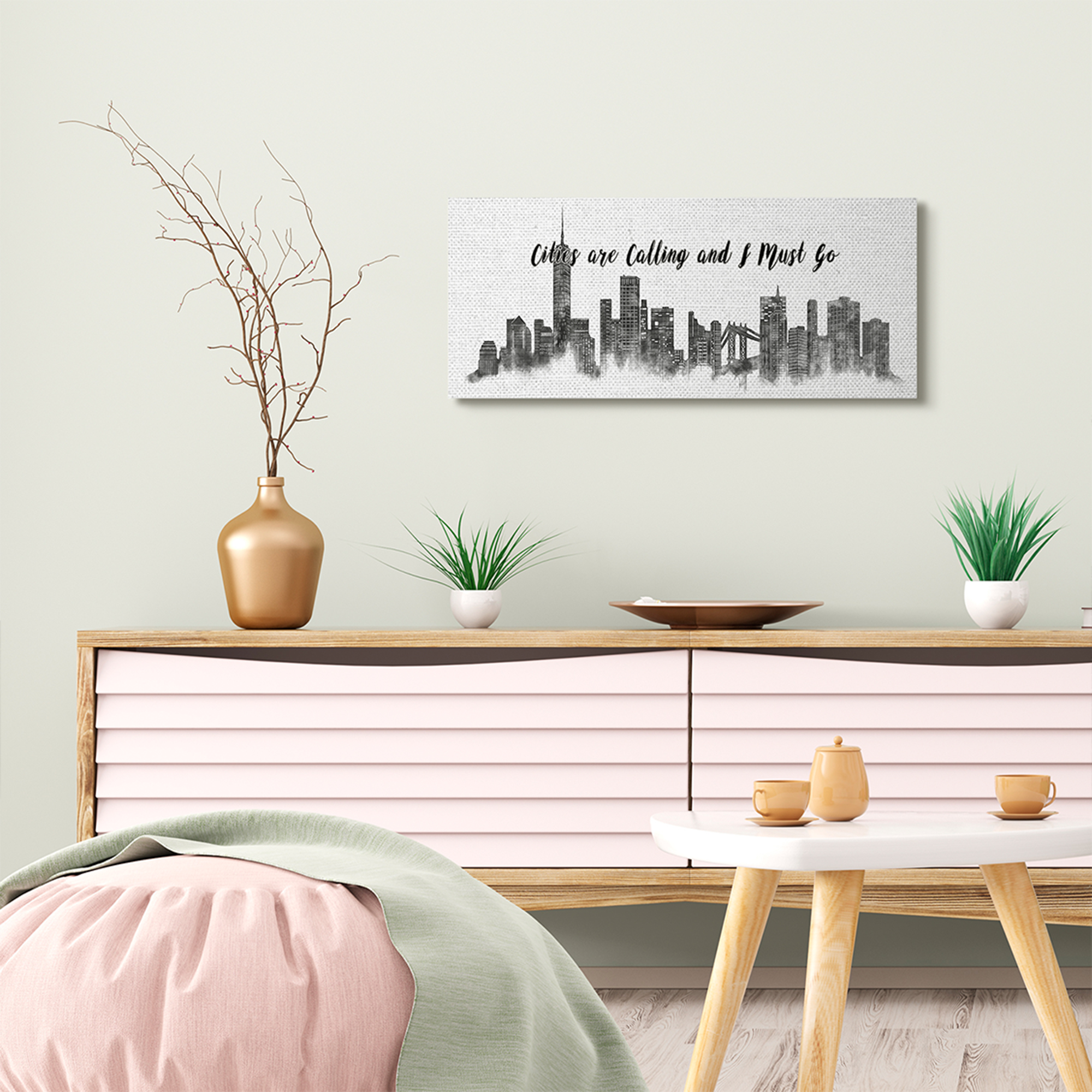 Stupell Industries Cities Are Calling White Landscape Drawing Canvas Wall Art by Ziwei Li