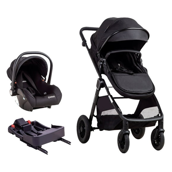 Travel System Bebesit Sunset Isofix Negro Asiento Auto Base Isofix Reclinable Compacto Desde Nacimiento