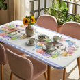thumbnail image 3 of Easter Bunny Table Cloths for 4 Foot Rectangle Tables, Colorful Eggs Cute Rabbit Eucalyptus Purple Plaid Patio Waterproof Elastic Fitted Tablecloths, Washable Rectangular Table Cover for Camping, 3 of 8