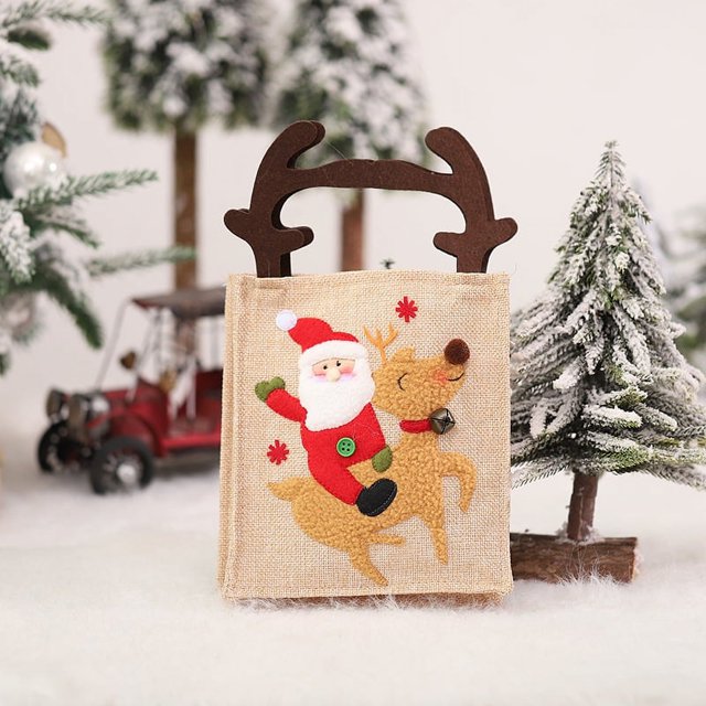 Bolsa de dulces de regalo de Navidad, bolsas con cordón, bolsa de algodón ecológica de Navidad, sacos de Papá Noel, bolsas de regalo de Navidad