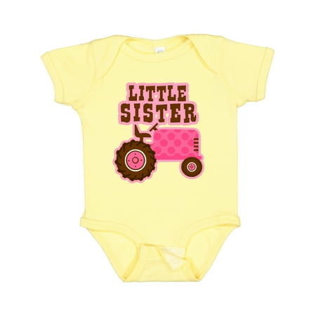 

Inktastic Pink Tractor Little Sister Gift Baby Girl Bodysuit