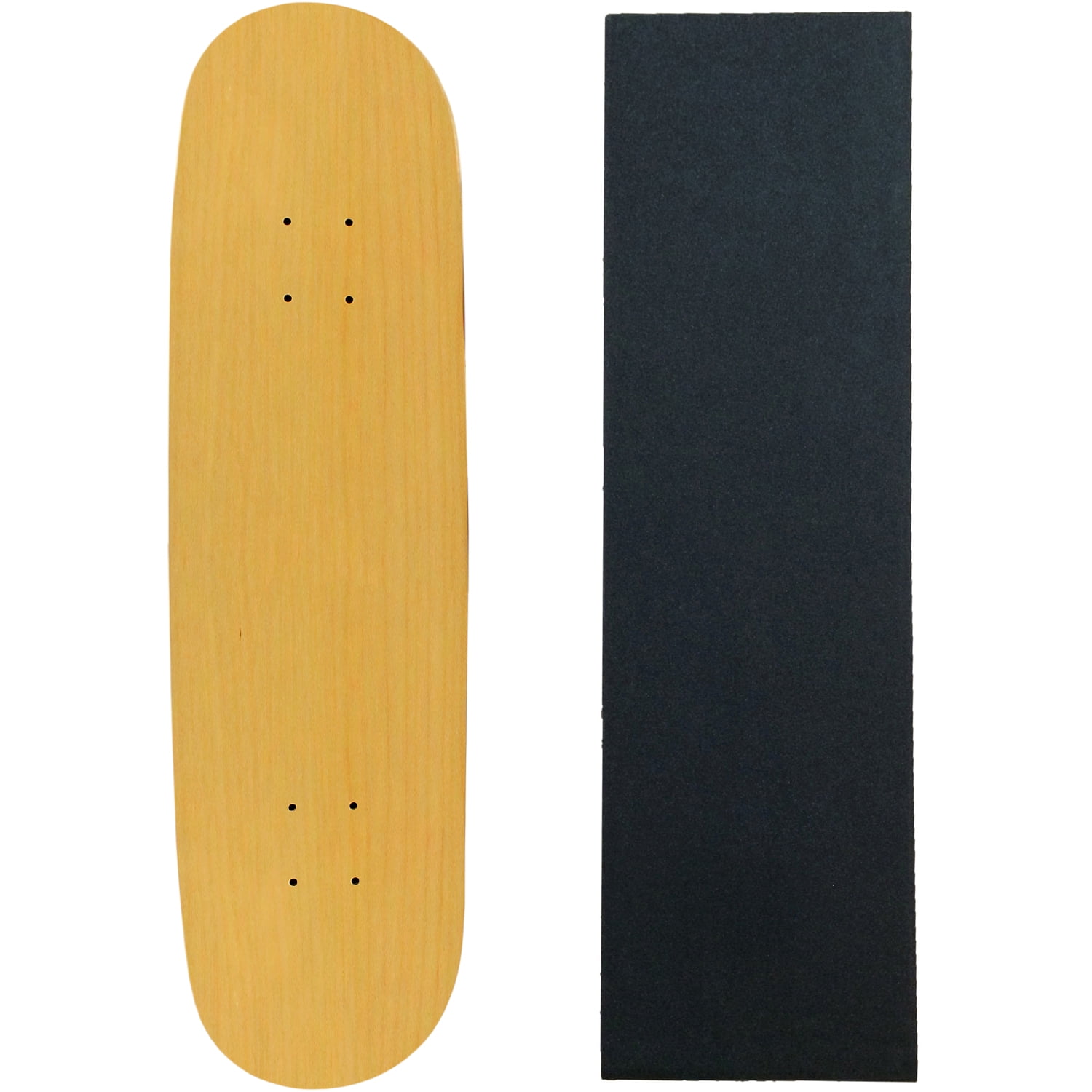 Skateboard Deck Pro 7Ply Canadian Maple NATURAL With Griptape 7.5" 8
