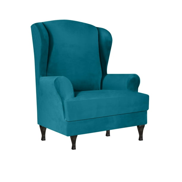 Gadotor 2 Piece Stretch Velvet Wingback Chair Slipcover Blue Com Gadotor 2 Piece Stretch Velvet Wingback, Velvet Wing Chair Cover