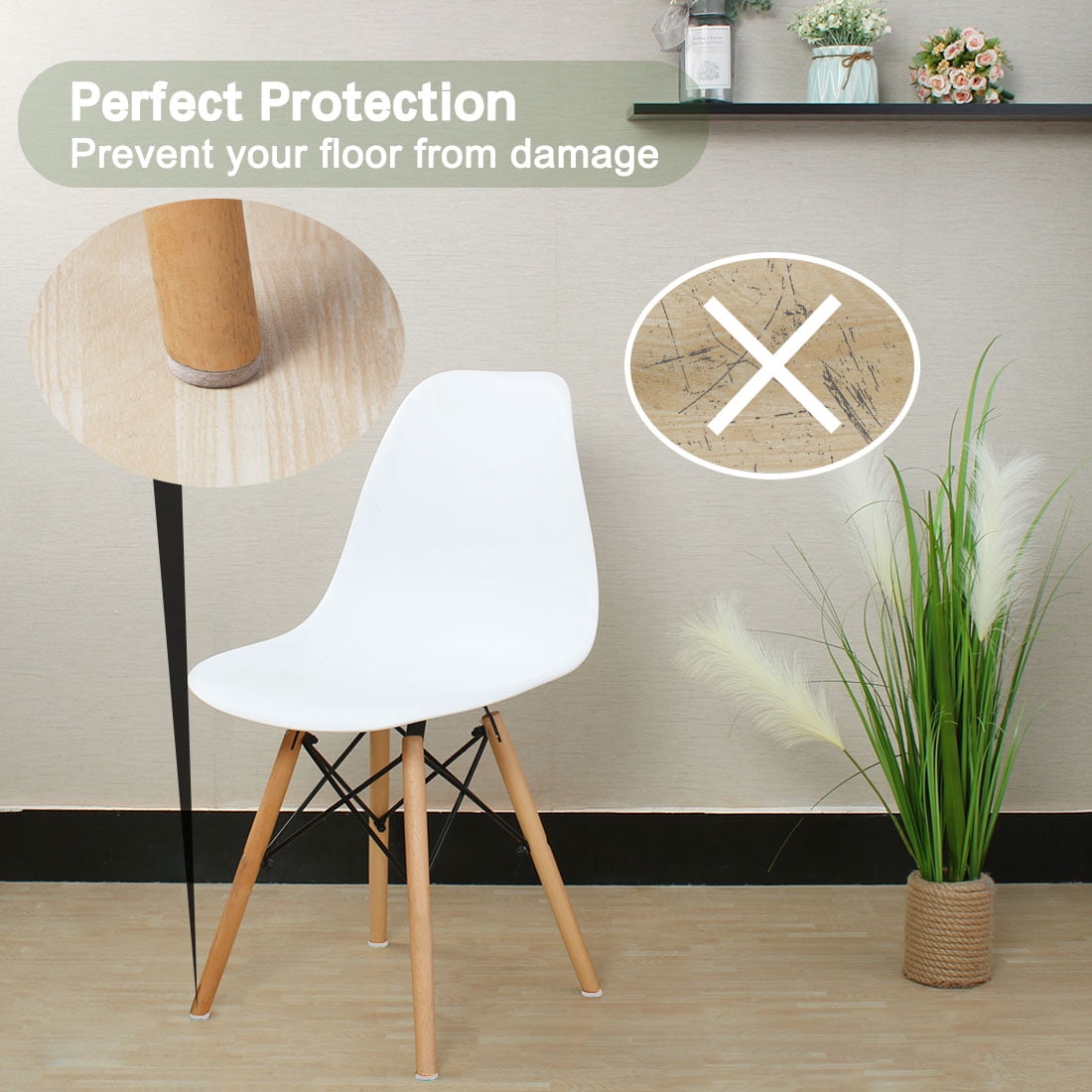 Unique Bargains  Table Leg Caps Floor Protector Set of 4 0.75" x 0.20"