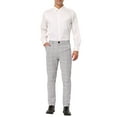 thumbnail image 2 of INSPIRE CHIC Men's Dress Plaid Slim Fit Flat Front Business Pants with Pockets 32 Light Gray, 2 of 7