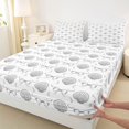 thumbnail image 3 of Manfei Coastal Style Ocean Shell Fitted Sheet Queen,Cartoon Princess Bowknot Bedding,3pcs,1 Fitted Sheet and 2 Pillowcases, 3 of 6