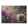 thumbnail image 1 of Outer Space Cutting Board, Unknown Frozen Planet in a Star Field with Circular Nebula Fog Galactic Energy Image, Decorative Tempered Glass Cutting and Serving Board, Small Size, Pink, by Ambesonne, 1 of 1