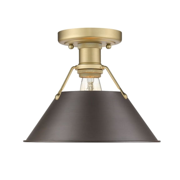 3306-FM BCB-RBZ-Golden Lighting-Orwell - 1 Light Flush Mount 8 Inches Tall and 10 Inches Wide-Brushed Champagne Bronze Finish-Rubbed Bronze Shade