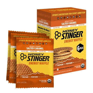 Honey Stinger Organic Energy Waffle Snack, Salted Caramel, Gluten Free, 1.06 oz, 6 Count