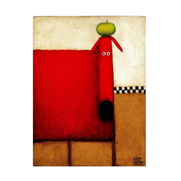 Trademark Fine Art Daniel Patrick Kessler Red Dog With Apple Canvas Wall Art - 24x32