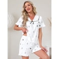 thumbnail image 2 of DARING DIVA Women's Loungewear Ruffle Babydoll Collared Cute Print Pajama Sets M Gray, 2 of 7